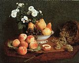 Henri Fantin-Latour Flowers & Fruit on a Table 1865 painting